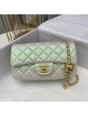 Chanel Iridescent Quilted Leather Small Flap Bag with Metal Ball AS1787 Silver 2021
