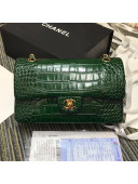 Chanel Crocodile Embossed Calfskin Classic Flap Bag A01112 Green 2019