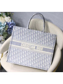 Dior Large Book Tote with Dior Oblique Embroidery Grey 2020
