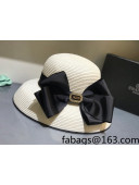 Dior Staw Bucket Hat with Maxi Bow White 2021