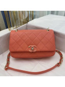 Chanel Quilted Lambskin Entwined Chain Medium Flap Bag AS2318 Orange 2021 TOP