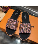 Louis Vuitton Lock It Flat Slide Sandals with Patchwork Logo Pink 2021