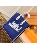 Louis Vuitton Sac Plat XS Tote Bag in Big Sigature Leather M80841 Blue 2021