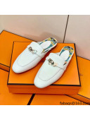 Hermes Oz Mule in Smooth Calfskin with Iconic Kelly Buckle White 23 2022(Handmade)