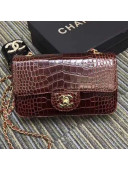 Chanel Crocodile Embossed Calfskin Classic Mini Flap Bag A01116 Coffee 2019