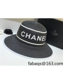 Chanel Straw Bucket Hat Black 2021 64