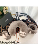 Chanel Rabbit Fur Eye Cover & Earmuff & U-Pillow Dark Grey 2021 