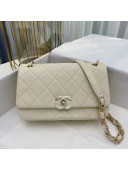 Chanel Quilted Lambskin Entwined Chain Medium Flap Bag AS2318 White 2021 TOP