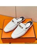 Hermes Oz Mule in Smooth Calfskin with Iconic Kelly Buckle White 28 2022(Handmade)