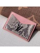 Louis Vuitton Lockme Grained Leather and Pythonskin Card Holder N97001 Light Pink 2019