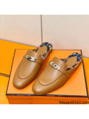 Hermes Oz Mule in Smooth Calfskin with Iconic Kelly Buckle Brown 29 2022(Handmade)