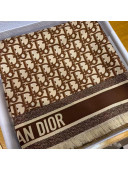 Dior Oblique Silk Fringe Square Scarf 90x90cm Brown 2021