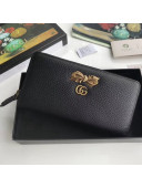 Gucci Leather Zip Around Wallet with Bow 524291 Black 2018