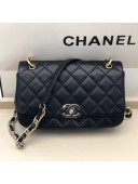 Chanel Quilted Lambskin Entwined Chain Large Flap Bag AS2319 Black 2021 TOP