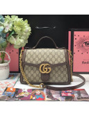 Gucci GG Leather Marmont Matelassé Small Top Handle Bag 498110 Beige/Brown 2019