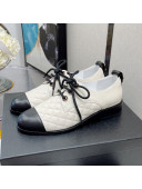 Chanel 19 Quilted Lambskin Lace-ups with CC Back White 2021