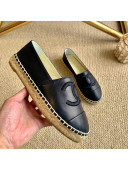 Chanel Leather Embroidered CC Espadrilles Black 2020