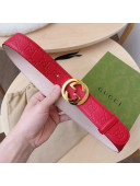 Gucci GG Leather Belt 3.7cm Red/Gold 2021 30