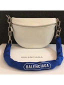 Balen...ga Calfskin Metal Chain Waist Bag White 2018