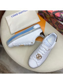 Louis Vuitton Time Out White Leather Sneakers 1A8NFV Blue 2020