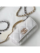 Chanel 19 Lambskin Glasses Case/Mini Bag with Classic Chain AP2044 White 2021