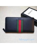 Gucci Web Leather Zip Wallet 408831 Black 2020