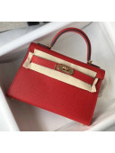 Hermes Mini Kelly II Handbag in Original Epsom Leather Red (Gold Hardware)