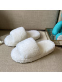 Bottega Veneta Resort Teddy Shearling Slide Sandals White 2021