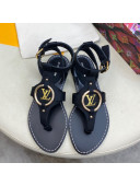 Louis Vuitton Faro Flat LV Circle Thong Sandals Black 2021