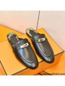Hermes Oz Mule in Smooth Calfskin with Iconic Kelly Buckle Black 41 2022(Handmade)