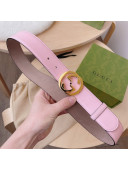 Gucci Calf Leather Belt 3.7cm Pink/Gold 2021 33