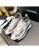 Chanel Suede Check Sneakers G37126 White/Gray 2020