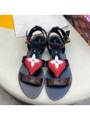 Louis Vuitton Faro Flat Heart Thong Sandals Black 2021