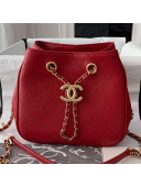 Chanel Mini Quilted Lambskin Drawstring Bucket Bag Red 2019
