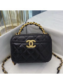 Chanel Shiny Crumpled Calfskin Small Vanity Case with Chain Top Handle AS2178 Black 2020 TOP