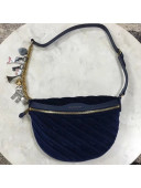 Balen...ga Small Velvet Jacquard Logo Souvenir Belt Bag Navy Blue 2018