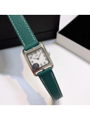 Hermes Cape Cod Grained Leather Watch 23x23mm Green/Silver 2020