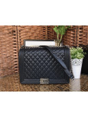Chanel Boy Grained Calfskin Large Flap Bag 30cm Black/Aged Silver 2021