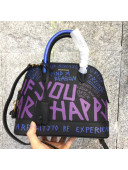 Balen...ga Graffiti Calfskin Small Ville XXS Top Handle Bag Black/Purple 2018