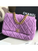 Chanel 19 Quilted Jersey Maxi Flap Bag AS1162 Purple 2019