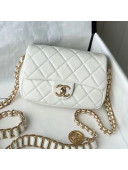 Chanel Medallion Strap Grained Calfskin Mini Flap Bag AS2482 White 2021 TOP