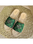 Gucci GG Multicolor Canvas Flat Silde Sandals Green 2021 