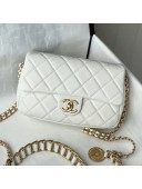 Chanel Medallion Strap Grained Calfskin Small Flap Bag AS2528 White 2021 TOP