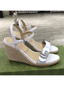 Gucci GG Lambskin Wedge Sandals White/Silver 2021