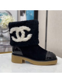 Chanel Suede CC Wool Short Boots Black 2020