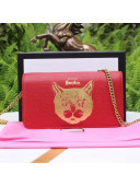 Gucci Garden Cat Print Calfskin Mini Bag 521552 Red 2018