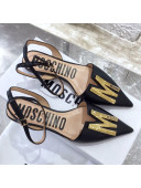 Moschino M Calfskin Flat Sandals Black 2020