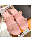 Louis Vuitton Bom Dia Denim Flat Sandals Pink 2021