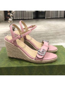 Gucci GG Lambskin Wedge Sandals Pink/Silver 2021
