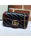 Gucci GG Diagonal Marmont Super Mini Bag 574969 Black/Red 2019